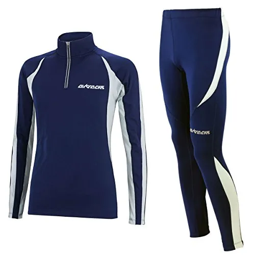 Airtracks Herren Winter Laufset Pro Thermo Laufhose & Langarmshirt - Navy - L - Optimales Laufset für kalte Tage: Langarmshirt und Laufhose aus winddichtem, atmungsaktivem Material. Ideal für komfortables Training bei niedrigen Temperaturen, mit reflektierenden Details für bessere Sichtbarkeit.