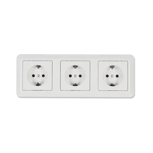Steckdosen Set CUP (3-fach) - 4-teilig, weiß - Praktisches 4-teiliges Steckdosen Set für Innenräume. Ideal für Neubau und Renovierung. Robuste Kunststoff-/Metallkombination mit klassischem Design und einfacher Montage.