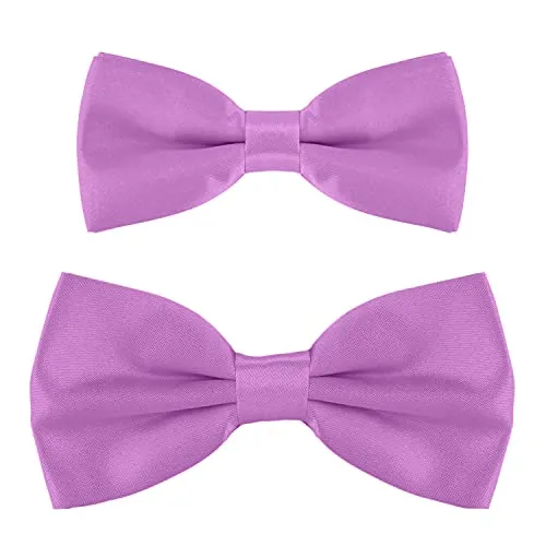 DonDon Vater-Sohn Fliegen Set im Partnerlook, bereits gebunden und verstellbar - Flieder