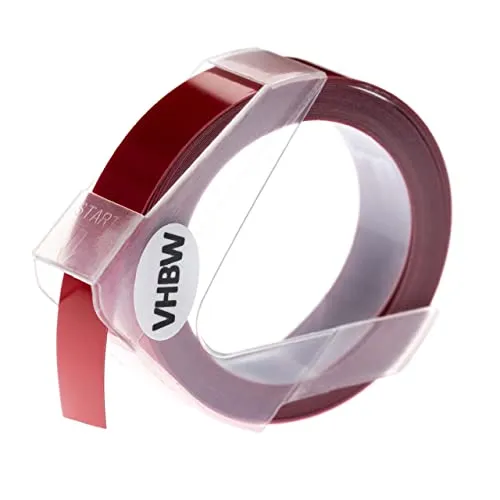 vhbw 3D Prägeband-Schriftband-Kassette kompatibel mit Dymo Rhino M1011 Etiketten-Drucker 12mm Weiß auf Rot