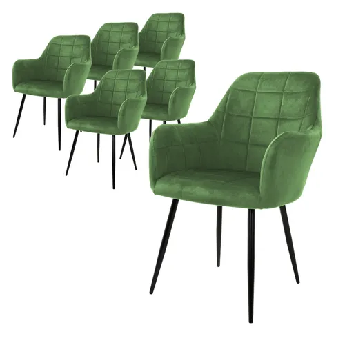ML-DESIGN Stuhl Esszimmerstuhl ergonomisch & gepolstert - Stühle für Esszimmer, 6er Set in elegantem Salbei Samt, pflegeleicht und perfekt für stilvolle Wohnräume.