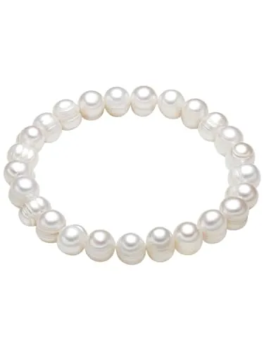 Valero Pearls Damen-Armband - Hochwertige Süßwasser-Zuchtperlen 8 mm - Armschmuck in Bijouterie, zeitloses Design mit flexibler Passform für jeden Handgelenk, ideal als elegantes Accessoire oder Hochzeits-Schmuck.
