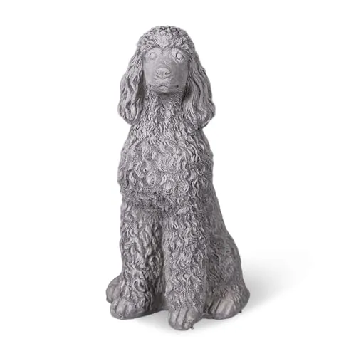 Stolzer Pudel Gartenfigur von Gartendekoparadies - Figuren - Wunderschöne, frostfeste Gartenfigur mit üppigen Locken, die jedem Außenbereich einen Hauch von Eleganz verleiht.
