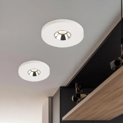 Stylischer Einbaustrahler Gips weiß, 2er Set mit LED 4,2W - Einbauleuchten, energieeffizienter LED-Strahler mit 200 Lumen und warmweißem Licht, ideal für moderne Küchen und Wohnräume.