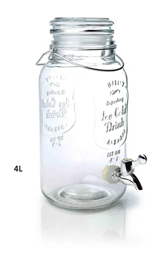Saftspender 4 Liter aus Glas mit Zapfhahn Wasserspender Getränkespender Neu