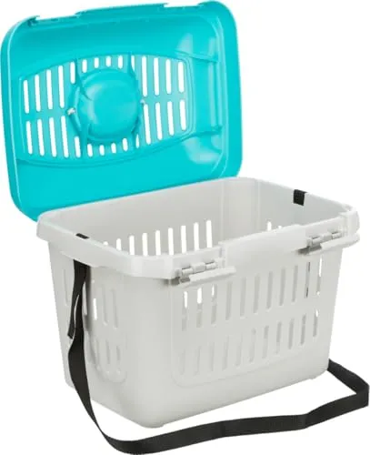 TRIXIE Tiertransportbox Midi Capri grau - Praktische Transportbox für Katzen, Hunde und Kleintiere. Mit robustem Kunststoff und kompakten Maßen (45x33x33 cm) ideal für unterwegs.