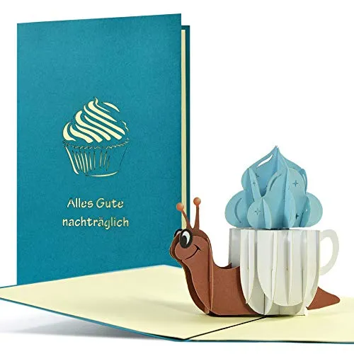 Geburtstagskarte Nachträglich I witzig, lustig I Pop up Karte zum Geburtstag | 3D Glückwunschkarte oder Gutschein zum Geburtstag, G28