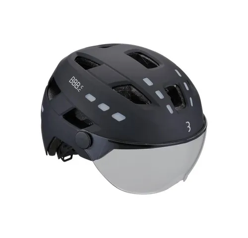 BBB Helme District Led  faceshield ML 54-60 mat schwarz - Schwarz