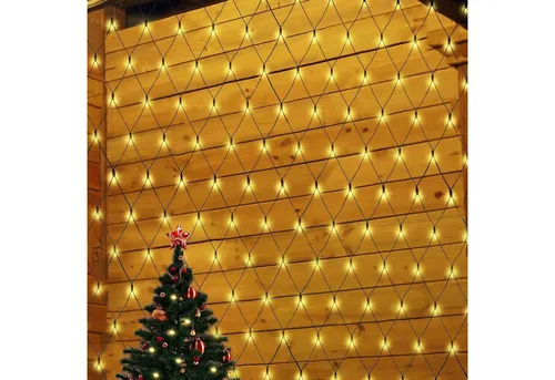 Salcar LED-Lichterkette - Warmweißes Lichternetz für Garten und Weihnachtsdeko - Weihnachtsbeleuchtung mit 96 LEDs, 8 Modi und Timer-Funktion - ideal für stimmungsvolle Feste im Freien.