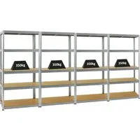PROREGAL Mega Deal 4er-Set Schwerlastregale Slim Elephant 180x90x60cm - Regale mit 5 Ebenen und einer Fachlast von 350 kg, ideal für hohe Traglasten und einfachen Aufbau. Perfekt für Ordnung in Werkstatt oder Lager!