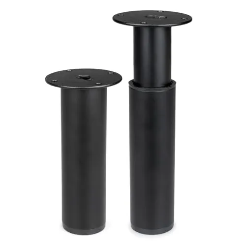 Produktbild woplus Möbelfuß Metall Schwarz höhenverstellbar 120–180 mm Möbelbein Sofafuß Tischfuß [1 Stück]