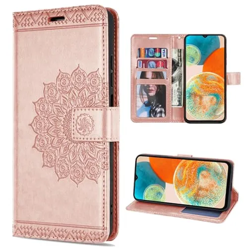 betterfon Hülle Kompatibel mit Samsung Galaxy A23 5G | Klapphülle Schutzhülle mit Kartenfächer Kompatibel für Galaxy A23 5G | Magnetverschluss Flip Case | Rosegold