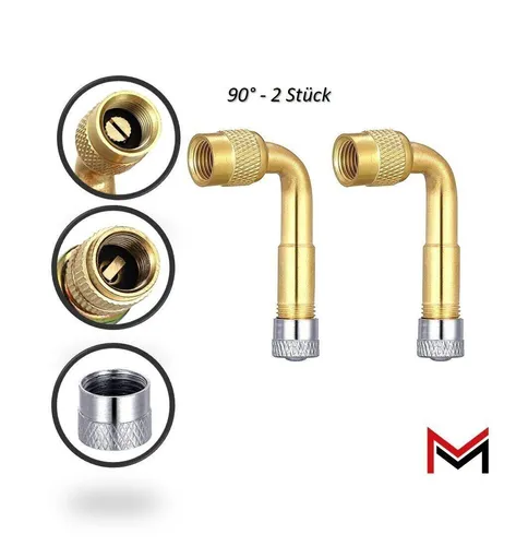 2x Ventilverlängerung 90° Grad für Autoventile in gold von Manovella