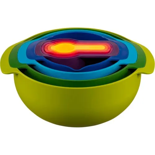 Joseph Joseph Nest 9 Plus - 9-teiliges Speisevorbereitungs-Set - Vielseitiges und platzsparendes Set für die Essensvorbereitung, ideal für kreative Köche und Outdoor-Einsätze.
