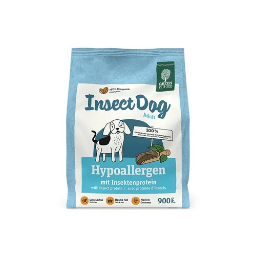 Green Petfood InsectDog Hypoallergen 900 g – getreidefreies Trockenfutter für empfindliche Hunde - Hundefutter mit 100% Insektenprotein als einzige tierische Proteinquelle, ideal für allergische Hunde und unterstützt eine gesunde Haut und glänzendes Fell.
