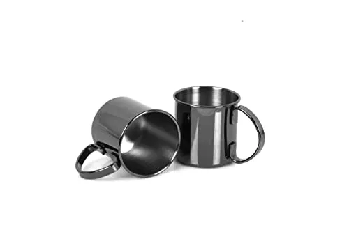 ECHTWERK 2-teiliges Kupferbecher-Set, bruchsichere Edelstahl-Gläser, Cocktail-Set, perfekt für Gin, Vodka, Bier und Kaltgetränke, Geschenkset, Black-Edition, 480 ml