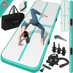 KESSER® Turnmatte Aufblasbar Airtrack 2m/3m/4m/5m/6m - Sportmatten für Gymnastik und Fitness, aus 0,9mm dickem PVC, wasserdicht und rutschfest – ideal für drinnen und draußen, inkl. Tragetasche und elektrischer Luftpumpe.