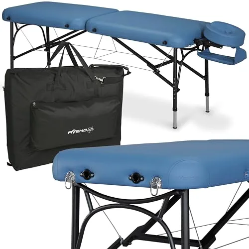 HABYS Luna Light 2 Zonen Aluminium Massageliege - besonders leichtgewichtig, Klappbar, Massagetisch, Massagebank, Vollausstattung, 214 x 60 cm, Belastung bis 270 kg, MDR-Zertifizieriung (Blau)