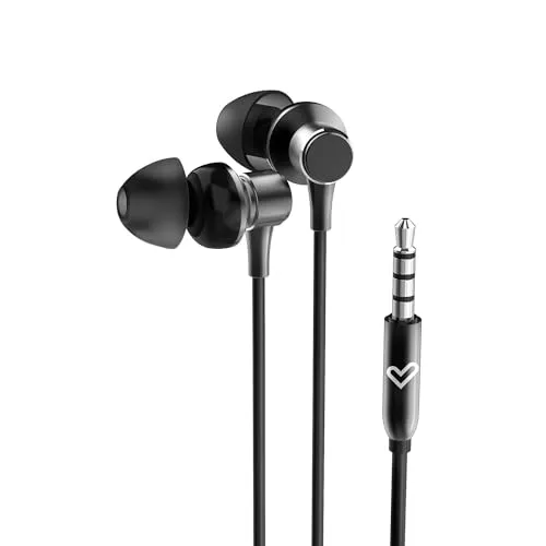 Energy Sistem Metallized In-Ear-Kopfhörer (Mikrofon, 3,5-mm-Klinkenstecker, Aluminium, recycelter Kunststoff), Schwarz