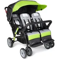 Gaggle Foundations Sport Quad Kinderwagen mit UV-Schutz - Zwillings- & Geschwisterwagen mit UV-Schutz-Baldachin, verstellbarem 5-Punkt-Gurt und pannensicheren Vollgummi-Rädern für sicheres und komfortables Fahren.