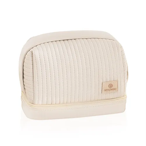 Kosmetiktasche Kulturbeutel Stella KUNSTLEDER Beige BETLEWSKI Reißverschluss