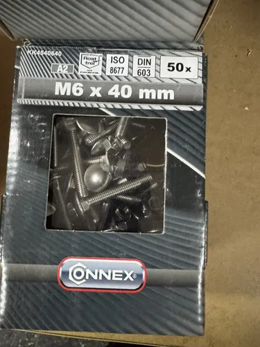 Connex Schloßschrauben mit Mutter A2 Rostfrei M 6 x 40 mm 50 Stück Edelstahl