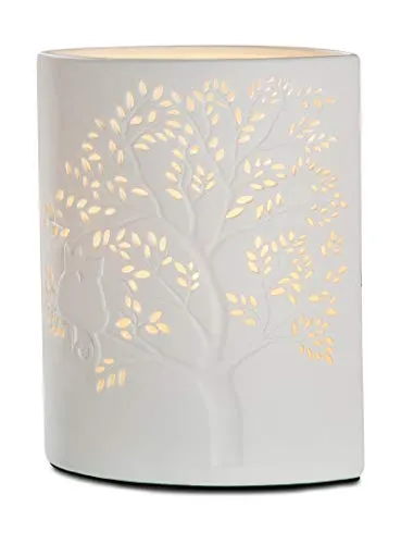 Gilde Porzellan Lampe Pacco 20 cm - Elegante Fensterlampe - Lampen: Stilvolle Tischlampe aus Porzellan mit modernem Design, ideal für Teenagerschlafzimmer und Wohnzimmer. Ohne Leuchtmittel, max. 40W.