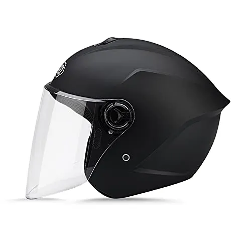 LIONCIANO Motorradhelm Mit Schutzbrille, Jethelm Roller-Helm Scooter-Helm Moped Mofa-Helm, Hat Den Verkehrssicherheitstest Bestanden, Um Die Kopfsicherheit Wirksam Zu Schützen(Matt-schwarz)