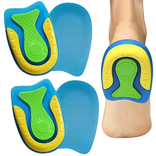 Paar Fersenpolster aus Silikongel, Fersensporn Einlagen Orthopädisch Fersenkissen, Soft Gel Einlegesohlen zur Linderung von Plantarfasziitis, Fersensporn und Achillesschmerzen (Blau, S (35-39)) 2