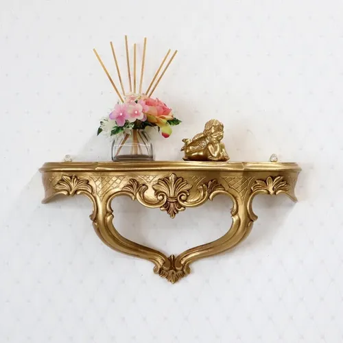 Wandkonsole Gold Wandablage 45x21 Hängekonsole Wandregal Antik Still Barock