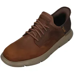 Skechers GARZA GERVIN 205046W Sneaker Dark Brown - Slip-On-Sneaker mit TOUCHLESS FIT® Design für müheloses Anziehen, gepolsterter Air-Cooled Memory Foam Innensohle und stabiler Traktionslaufsohle für optimalen Komfort und Unterstützung.