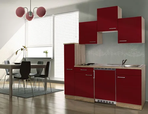 Respekta Küchenzeile KB180ESRC 180 cm Rot-Eiche Sonoma in rot von Respekta