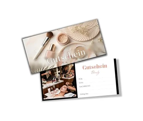 itenga Geschenkgutschein Karte zum Ausfüllen I Geschenkkarte I Gutschein I 21x 9,8cm I Postkarte zum Ausfüllen (Motiv Beauty)