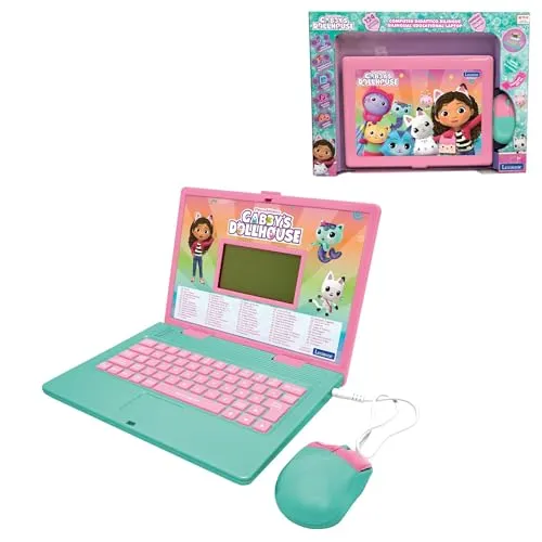 Lexibook, Gabby Puppenhaus, zweisprachiger Lerncomputer Englisch/Italienisch, 124 Aktivitäten in Sprache, Schreiben, Mathematik, Logik, Musik und Spielen, Rosa/Blau, JC598GDHi5