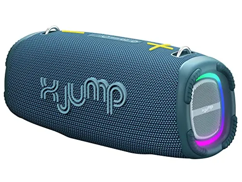 X JUMP XJ 200 tragbarer Lautsprecher, verstärkt 90 W, hohe Leistung, Bluetooth, TWS-Funktion, USB, AUX-IN, eingebautes Mikrofon, wasserfester Lautsprecher IPX5, Blau