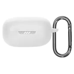 kwmobile Schutzhülle für JBL Live Pro 2 TWS Hülle - TPU Silikon Case für Kopfhörer Ladecase - stoßfestes Cover mit Karabiner - Weiß - Weiß