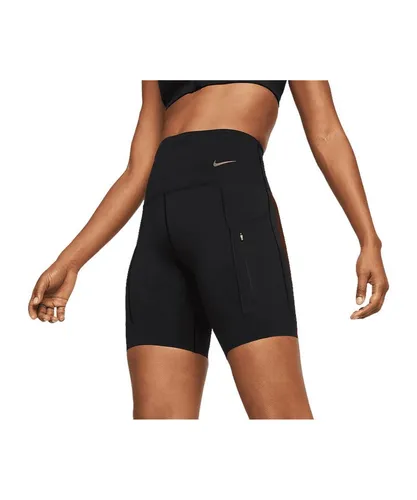Nike Damen Trainingsshorts NK DRIFIT GO HIGHRISE 8 INCH S - Hosen aus schweißableitendem Dri-FIT-Material für ein trockenes Körperklima, ideal für intensive Trainingseinheiten.