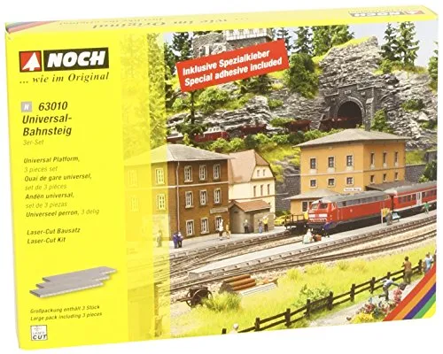 NOCH 63010 N Bausatz Universal-Bahnsteig - Ideal für Spur N Modelle - Gebäude, Tunnel, Brücken - Hochwertiger Bahnsteig im Maßstab 1:160, perfekt für die Gestaltung von Modellbahnlanschaften.