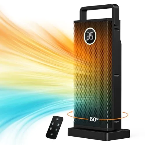 Heizlüfter Energiesparend, 2000W Intelligente Keramik Elektrische Heizung mit Fernbedienung, 3 Heizmodi, Leise Raumheizgerät mit Thermostat, 12-Std-Timer, Berhitzungs- & Kippschutz, YND-2000S