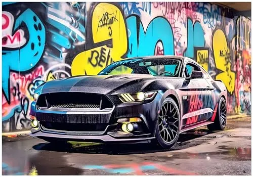 WallArena - Vlies Fototapete Auto 400x280 cm - Fototapeten - Tapeten - für Wohnzimmer Schlafzimmer - Vliestapete Wandtapete Tapete 3D Effekt- inkl. Kleister - Graffiti Urban Street Art