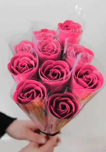 VewoTex Badezusatz Baderosen Strauß » Set 10 x Bade Rosen » Badekonfetti mit Rosen Duft, 1-tlg., » Seifenrosen » Blumenstrauß