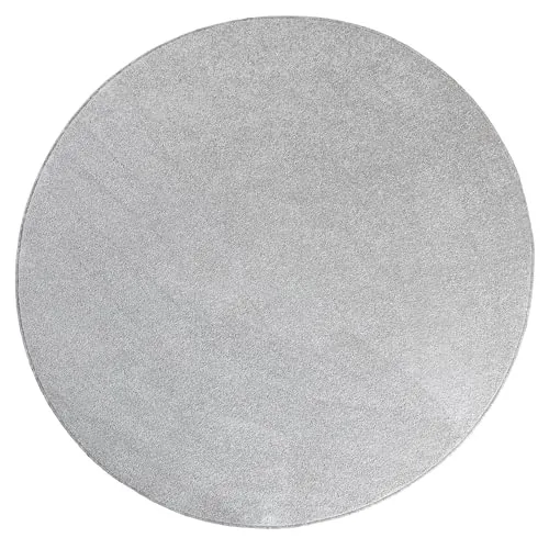 Steffensmeier Kurzflor Teppich Cambridge - Rund Ø 160 cm in Grau - Moderner Designer Teppich aus 100% Polypropylen, pflegeleicht und antistatisch. Ideal für Wohnzimmer und Schlafzimmer, perfekt für Fußbodenheizungen.