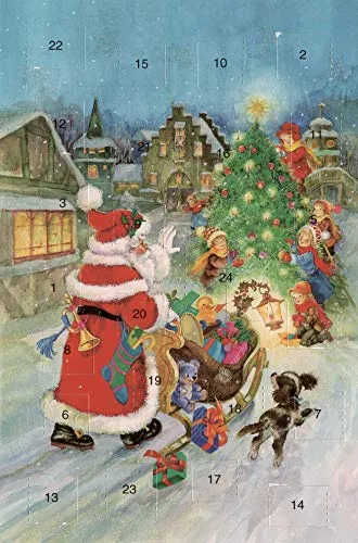 Adventskalenderkarten 5 Stück Nostalgie Modern Weihnachten Grußkarten Goldprägung Kunstkarte Doppelkarte Weihnachtskarte Retro Vintage