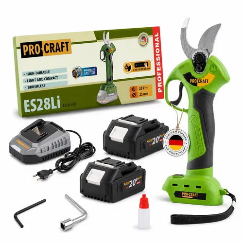 Procraft ES28Li bb Akku Astschere 20 V mit 2x Akku und Ladegerät