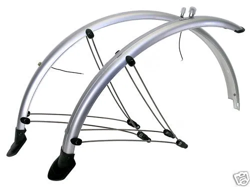 Fahrrad Schutzblech Set 28 Zoll mit Kontaktstreifen 45 mm Silber