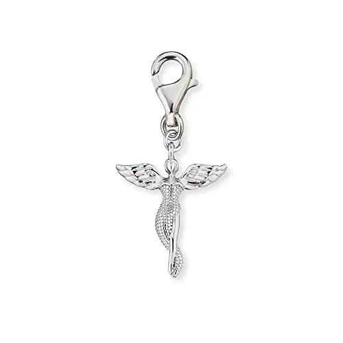 Engelsrufer Damen Charm Anhänger Schutzengel - Silber aus Sterling Silber - Clasp Charms für Damen, eleganter Schutzengel aus nickelfreiem Sterling Silber mit Karabinerverschluss, ideal kombinierbar für ein Gefühl von Sicherheit und Geborgenheit.