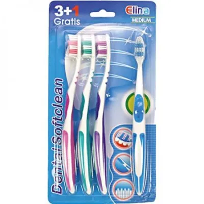 Zahnbürste Elina Softclean 3+1 Antirutschgriff