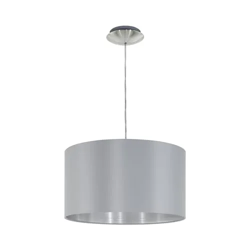 Eglo Hängeleuchte Grau-Silber - Moderne Pendelleuchte aus Metall und Textil, ideal für Ess- oder Wohnzimmer. Ihr elegantes Design in Grau und Silber setzt stilvolle Akzente.