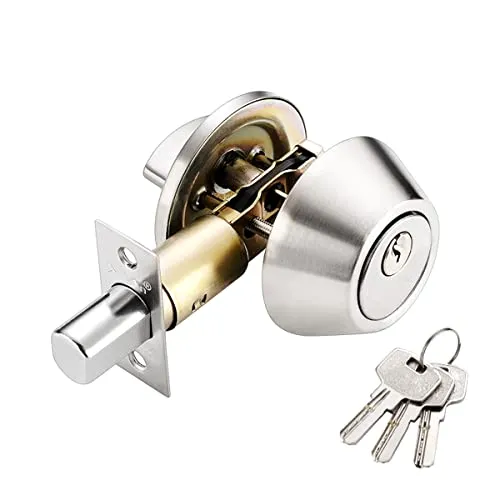 Qrity Home Tür Single Zylinder Sicherheit Eisenwaren Lock/Riegel, Messing + Edelstahl, für Vordertür und Garagentor