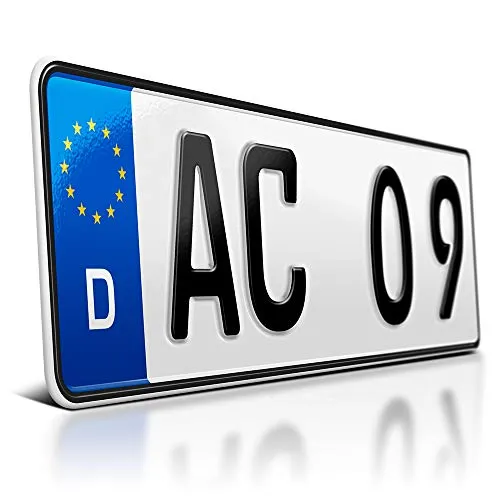 schildEVO 1 Kfz Kennzeichen | 370 x 110 mm | DIN-Zertifiziert – individuelles EU Wunschkennzeichen | PKW Nummernschild | kurzes Autokennzeichen | Auto-Schild | Fahrradträger & Anhänger | DHL-Versand
